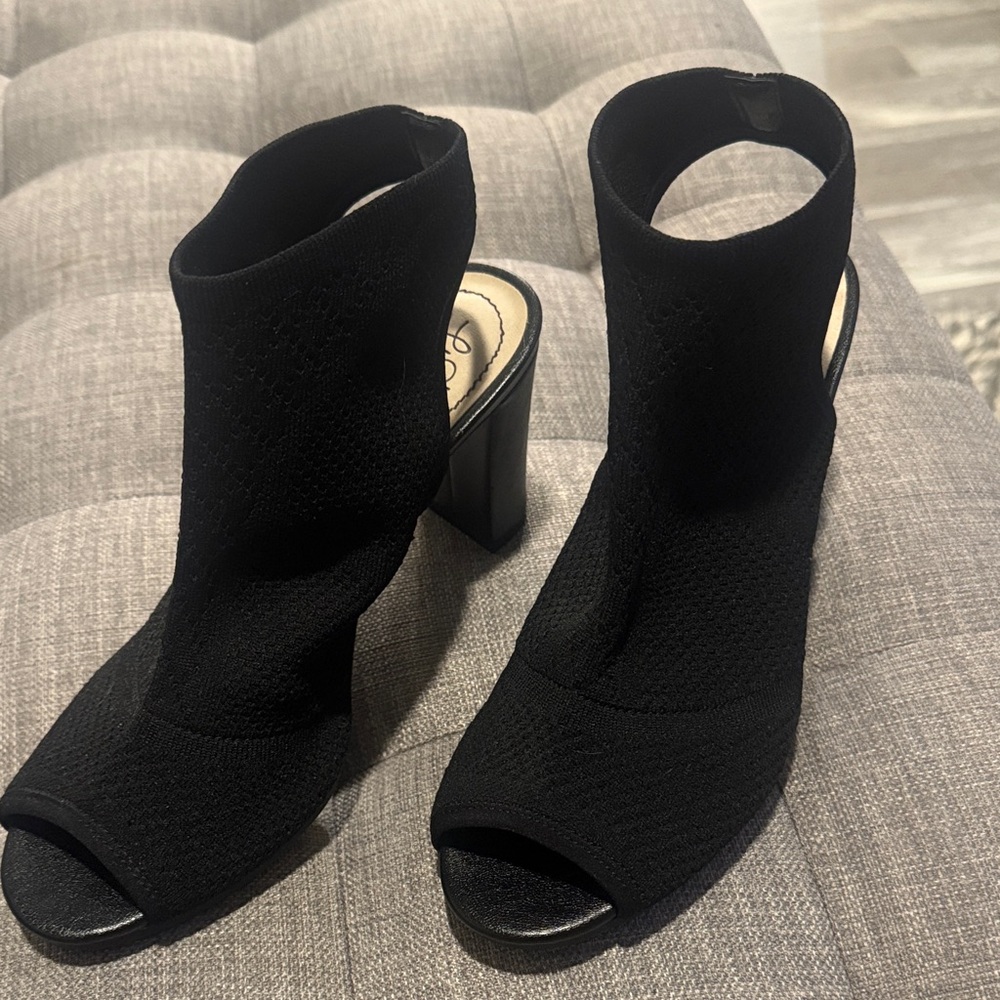 Life Stride Elegant Black Peep-Toe Heeled Boots
